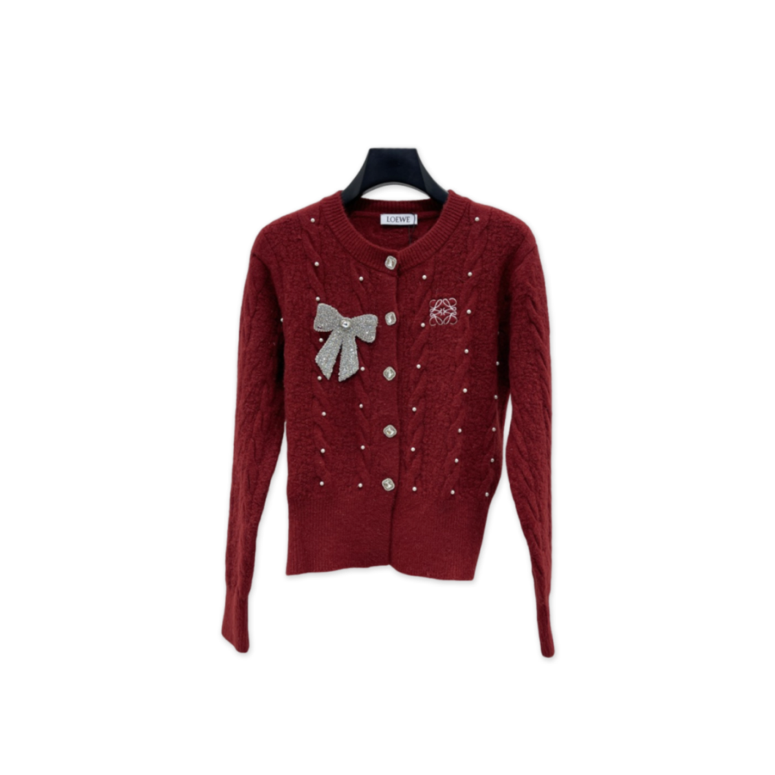 L0ew* bow-tie long-sleeved cardigan